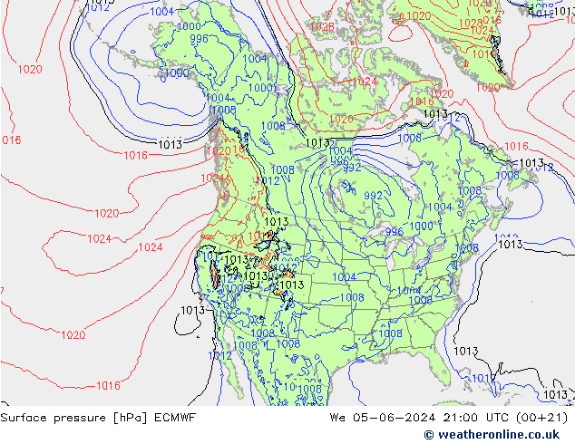 Surface pressure ECMWF We 05.06.2024 21 UTC