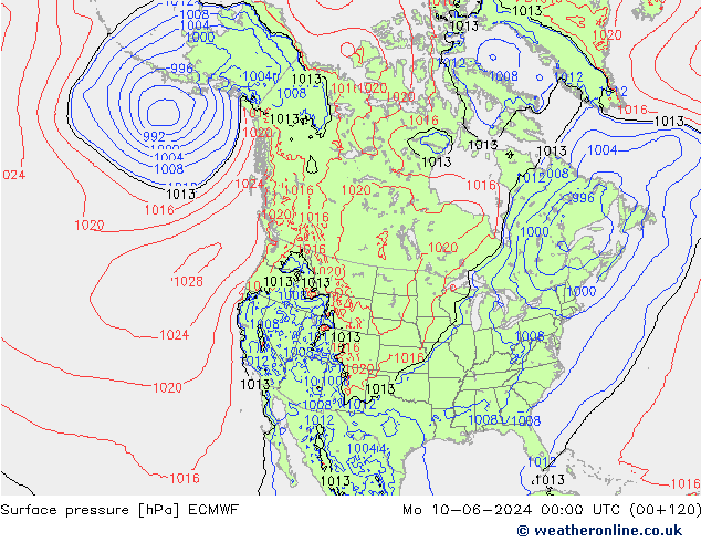 Luchtdruk (Grond) ECMWF ma 10.06.2024 00 UTC