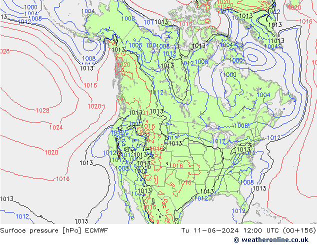 pressão do solo ECMWF Ter 11.06.2024 12 UTC