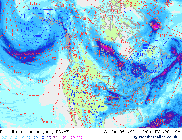 Precipitation accum. ECMWF Ne 09.06.2024 12 UTC