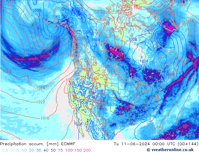 Précipitation accum. ECMWF mar 11.06.2024 00 UTC