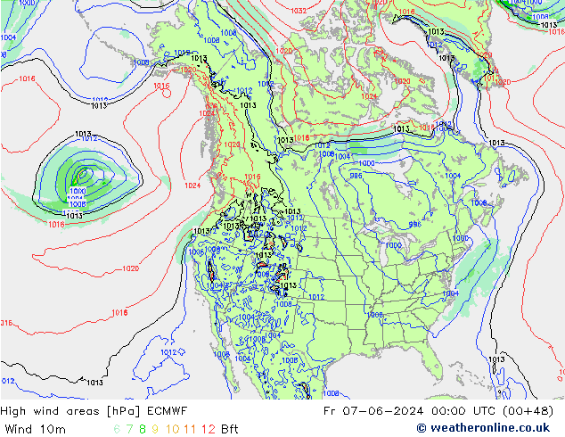 High wind areas ECMWF  07.06.2024 00 UTC