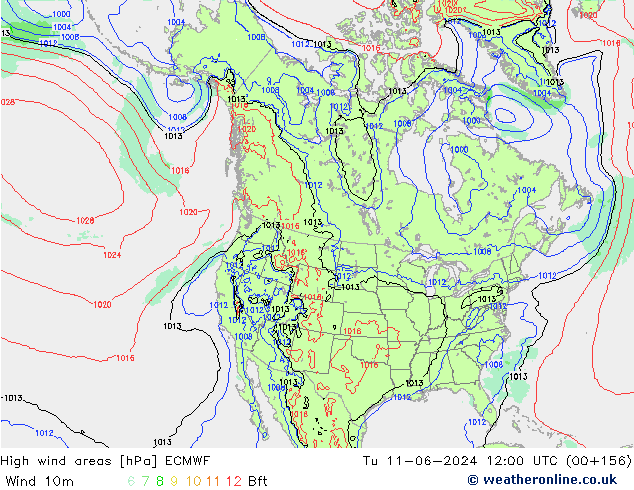 High wind areas ECMWF Tu 11.06.2024 12 UTC