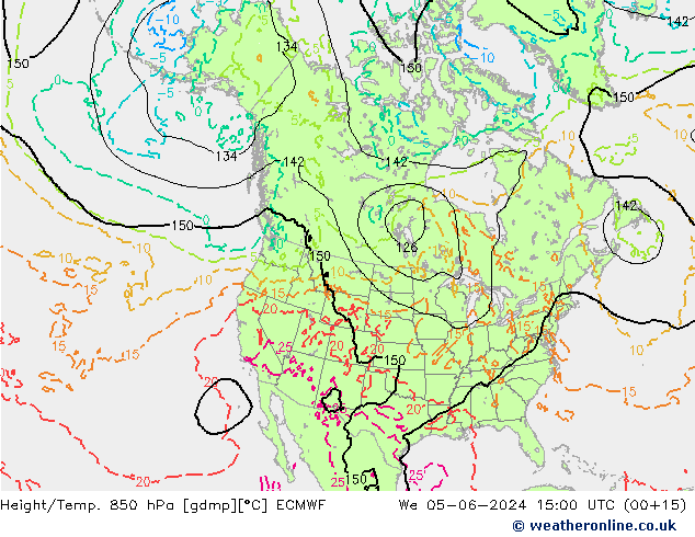 Height/Temp. 850 гПа ECMWF ср 05.06.2024 15 UTC