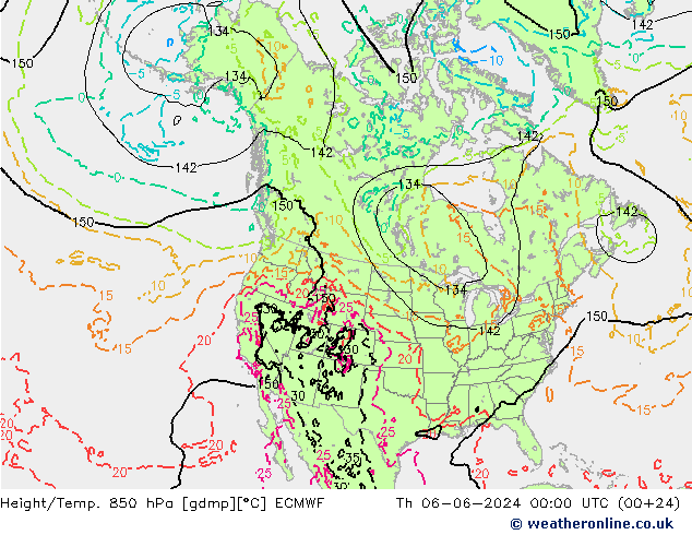 Height/Temp. 850 hPa ECMWF 星期四 06.06.2024 00 UTC