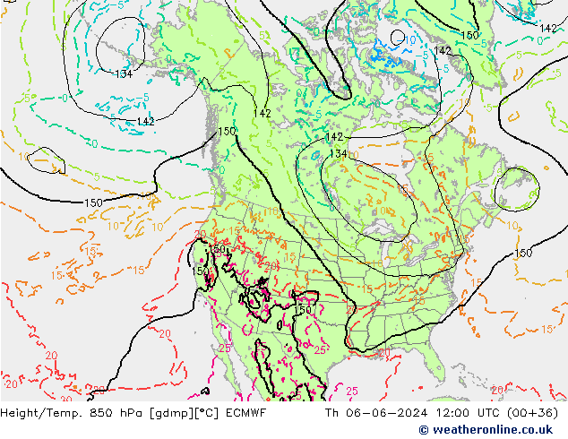 Z500/Rain (+SLP)/Z850 ECMWF Th 06.06.2024 12 UTC