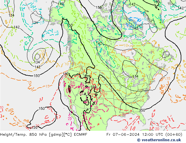 Z500/Rain (+SLP)/Z850 ECMWF vie 07.06.2024 12 UTC