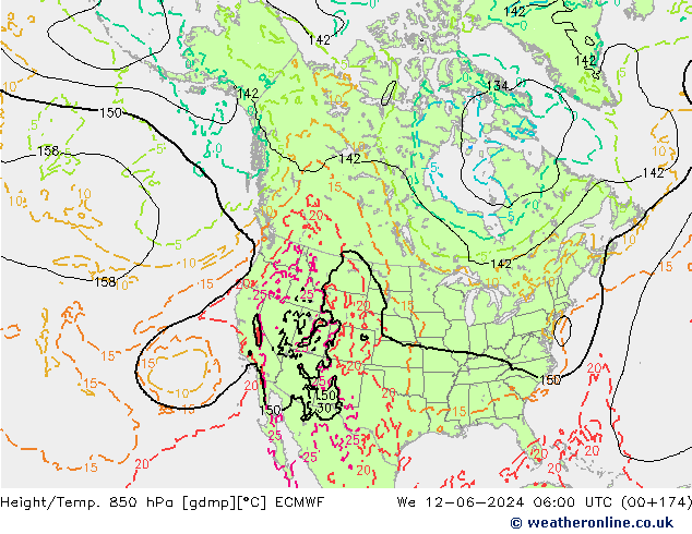 Z500/Yağmur (+YB)/Z850 ECMWF Çar 12.06.2024 06 UTC