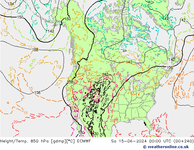 Géop./Temp. 850 hPa ECMWF sam 15.06.2024 00 UTC