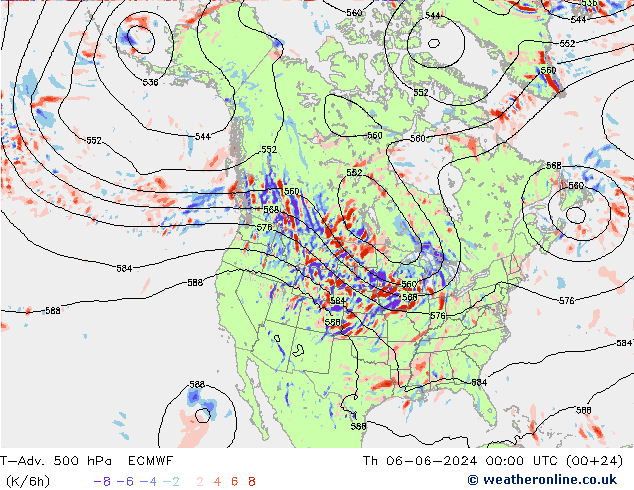 T-Adv. 500 гПа ECMWF чт 06.06.2024 00 UTC