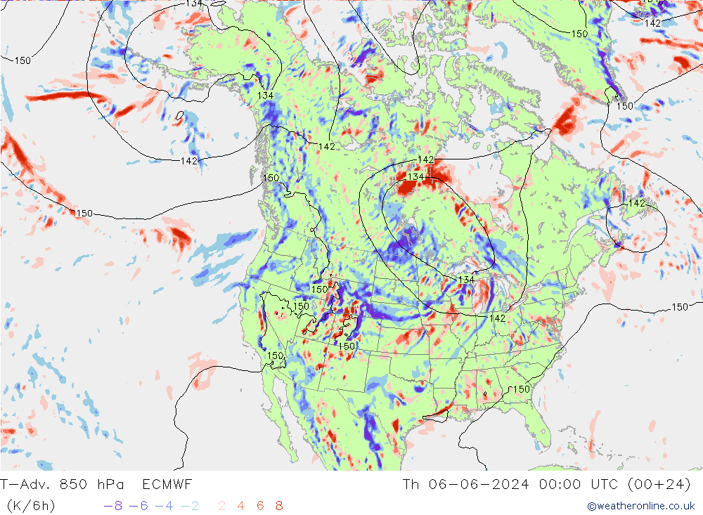 T-Adv. 850 hPa ECMWF 星期四 06.06.2024 00 UTC