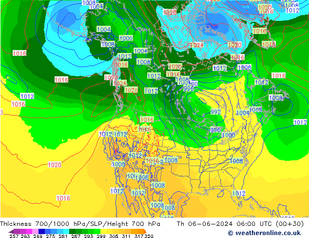 700-1000 hPa Kalınlığı ECMWF Per 06.06.2024 06 UTC