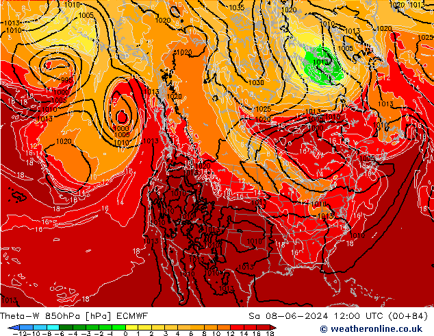 Theta-W 850hPa ECMWF Sa 08.06.2024 12 UTC