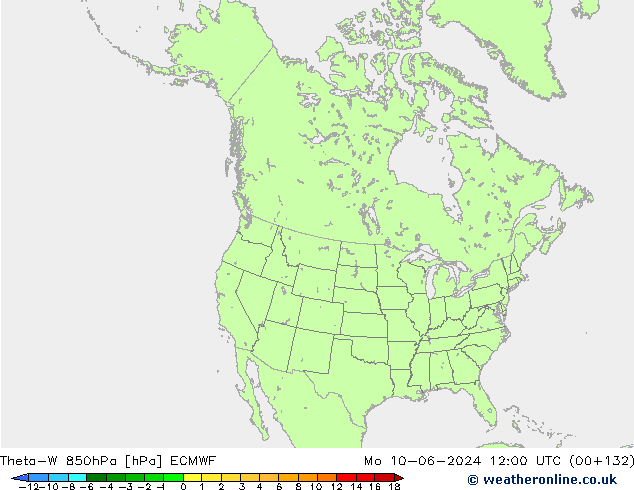 Theta-W 850гПа ECMWF пн 10.06.2024 12 UTC