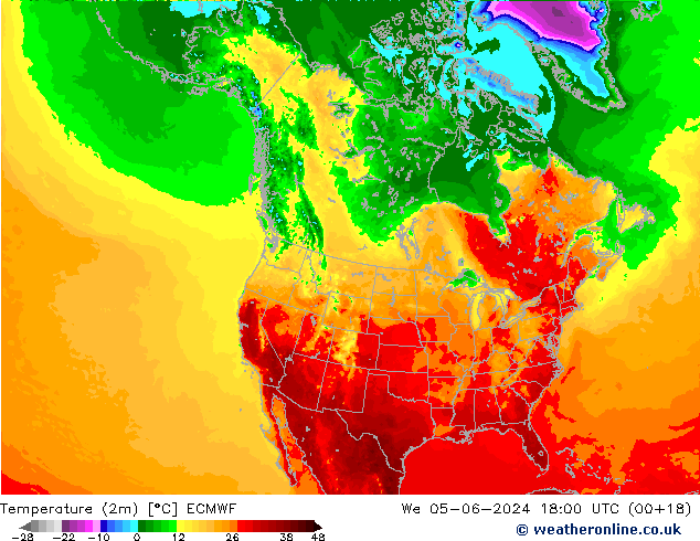 Temperature (2m) ECMWF St 05.06.2024 18 UTC