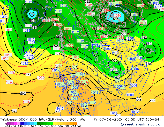 Schichtdicke 500-1000 hPa ECMWF Fr 07.06.2024 06 UTC