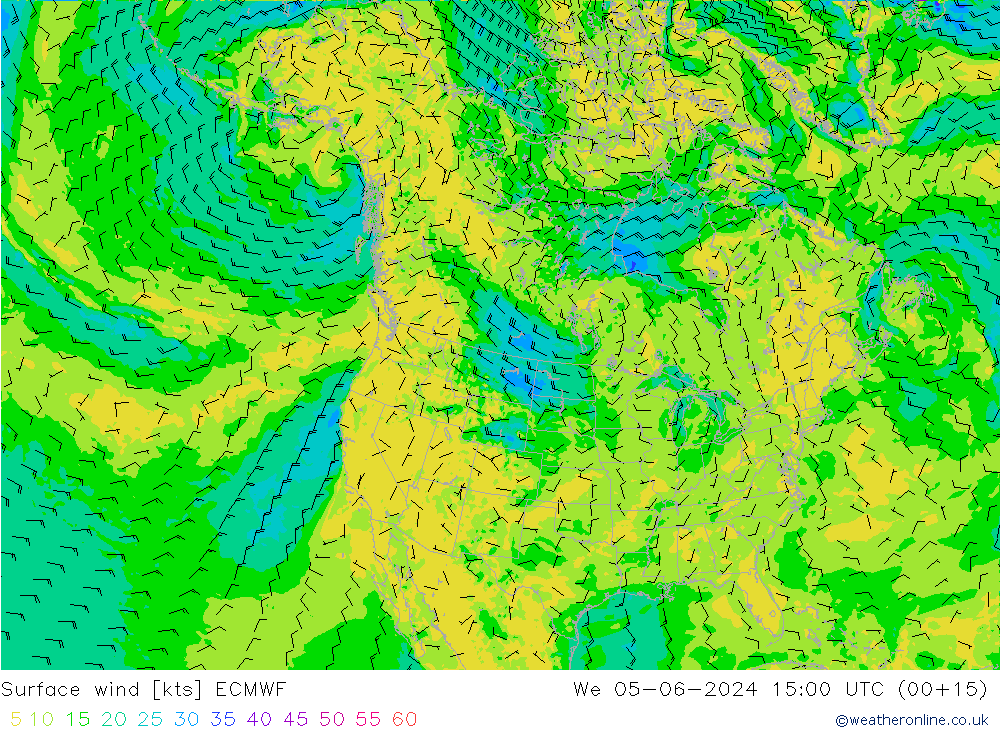 ветер 10 m ECMWF ср 05.06.2024 15 UTC