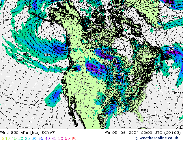 风 850 hPa ECMWF 星期三 05.06.2024 03 UTC