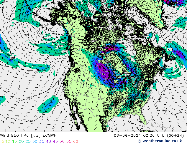 Vent 850 hPa ECMWF jeu 06.06.2024 00 UTC