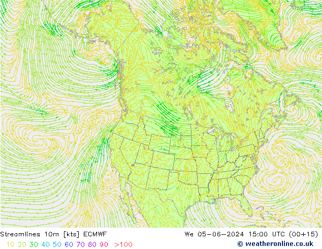 Linea di flusso 10m ECMWF mer 05.06.2024 15 UTC