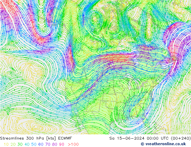 Rüzgar 300 hPa ECMWF Cts 15.06.2024 00 UTC