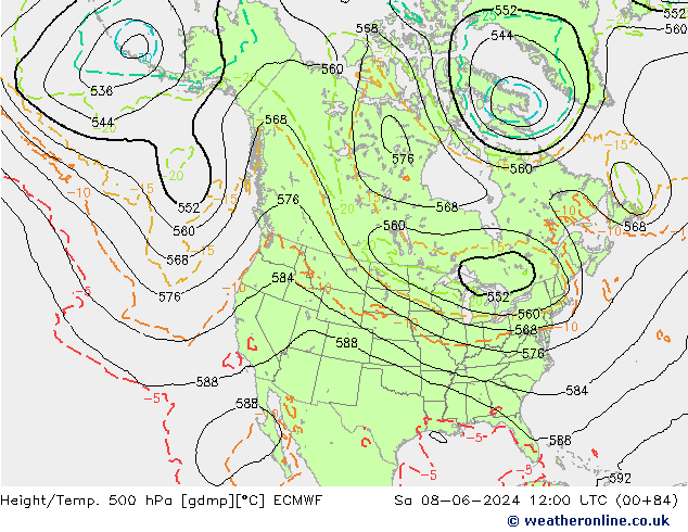 Z500/Regen(+SLP)/Z850 ECMWF za 08.06.2024 12 UTC