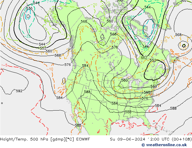 Z500/Rain (+SLP)/Z850 ECMWF dim 09.06.2024 12 UTC