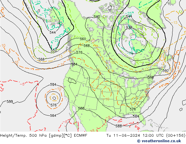 Yükseklik/Sıc. 500 hPa ECMWF Sa 11.06.2024 12 UTC