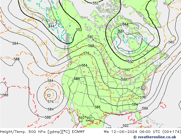 Z500/Yağmur (+YB)/Z850 ECMWF Çar 12.06.2024 06 UTC