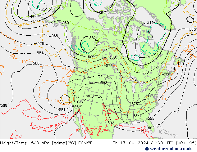 Z500/Rain (+SLP)/Z850 ECMWF Th 13.06.2024 06 UTC