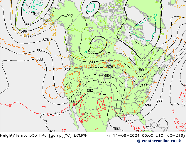 Z500/Regen(+SLP)/Z850 ECMWF vr 14.06.2024 00 UTC