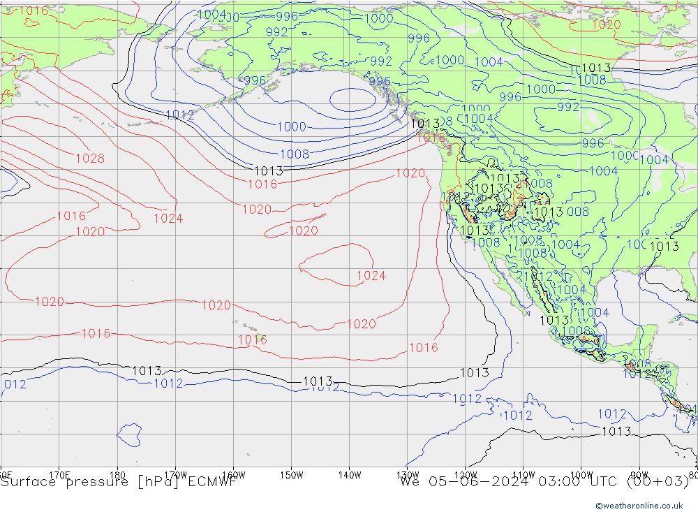 Luchtdruk (Grond) ECMWF wo 05.06.2024 03 UTC