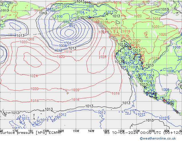 приземное давление ECMWF пн 10.06.2024 00 UTC