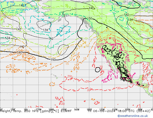 Height/Temp. 850 hPa ECMWF Th 06.06.2024 18 UTC