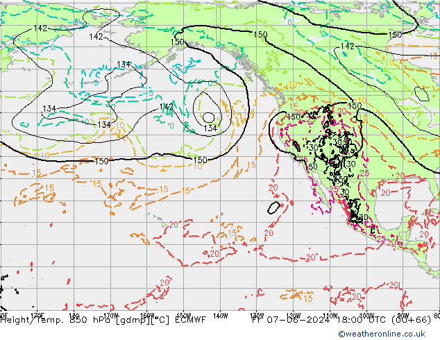 Z500/Rain (+SLP)/Z850 ECMWF ven 07.06.2024 18 UTC