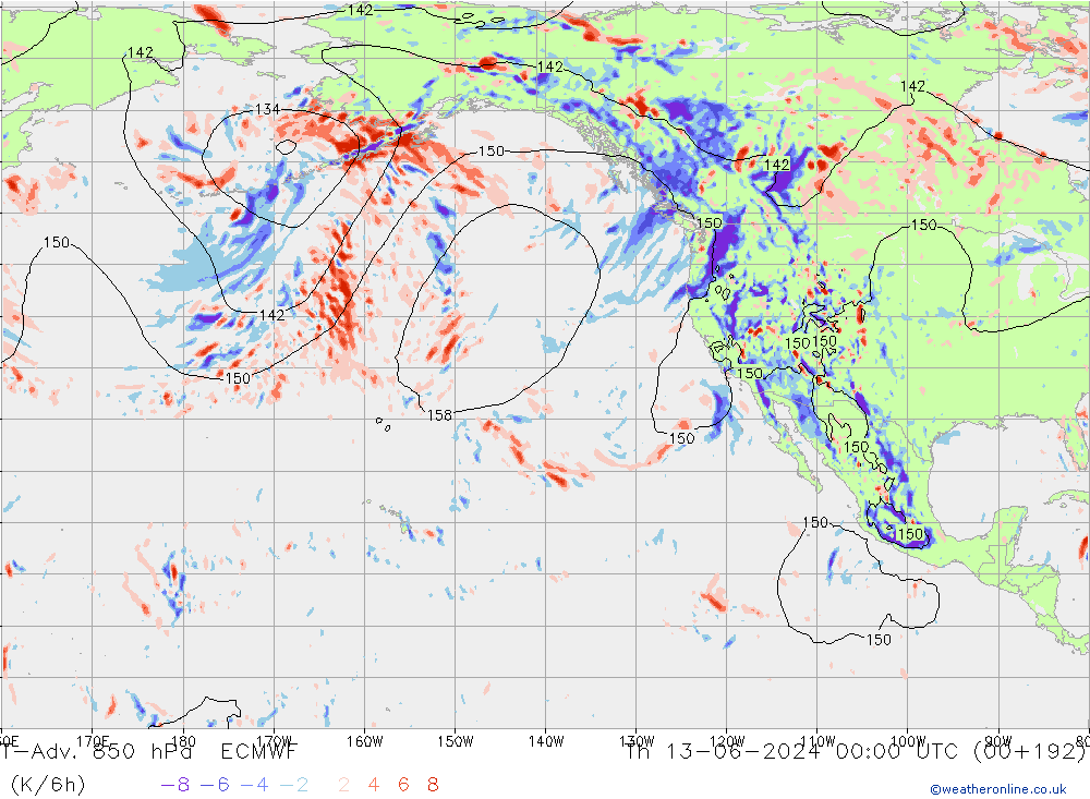 T-Adv. 850 hPa ECMWF do 13.06.2024 00 UTC