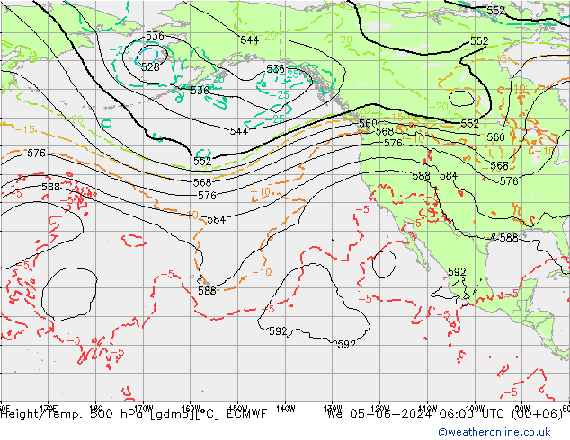 Z500/Rain (+SLP)/Z850 ECMWF We 05.06.2024 06 UTC