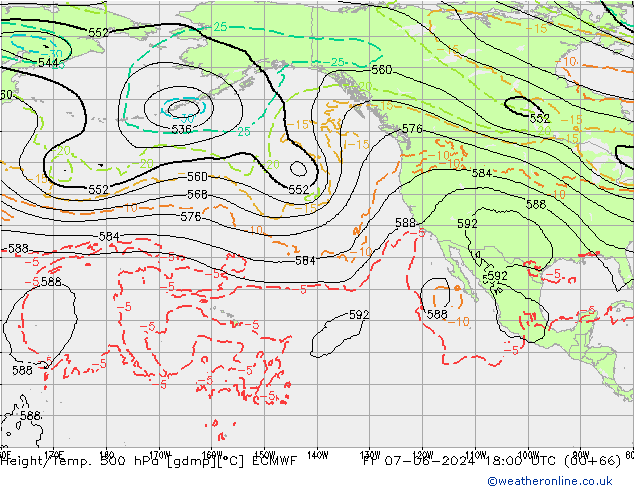 Z500/Rain (+SLP)/Z850 ECMWF ven 07.06.2024 18 UTC