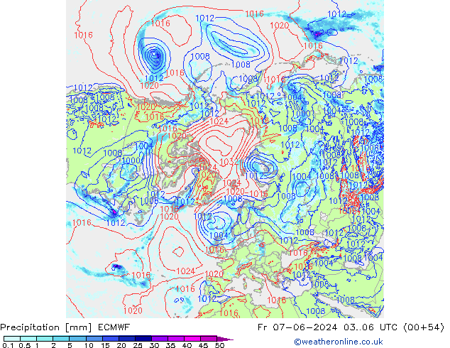 Neerslag ECMWF vr 07.06.2024 06 UTC