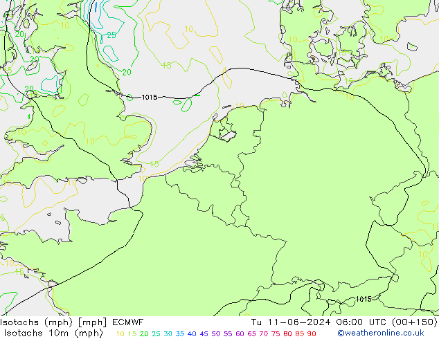 Isotachen (mph) ECMWF di 11.06.2024 06 UTC