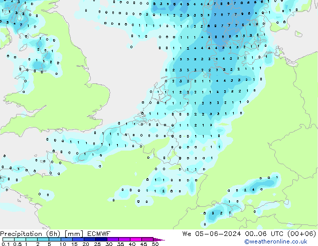 Z500/Rain (+SLP)/Z850 ECMWF śro. 05.06.2024 06 UTC