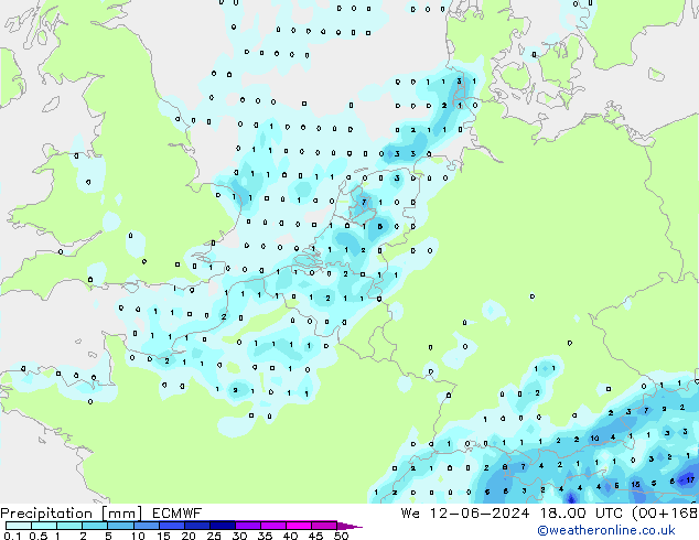 Precipitación ECMWF mié 12.06.2024 00 UTC