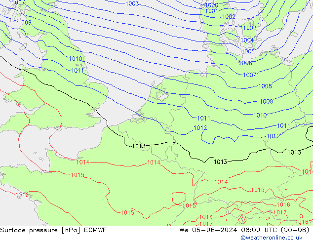 ciśnienie ECMWF śro. 05.06.2024 06 UTC