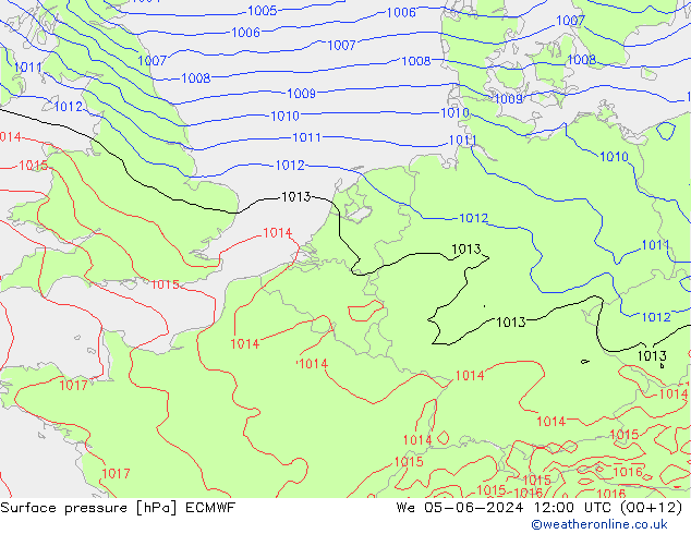 Surface pressure ECMWF We 05.06.2024 12 UTC