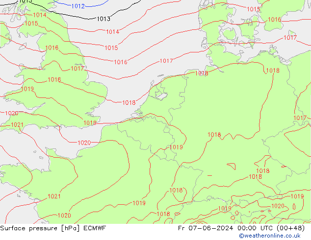 Luchtdruk (Grond) ECMWF vr 07.06.2024 00 UTC