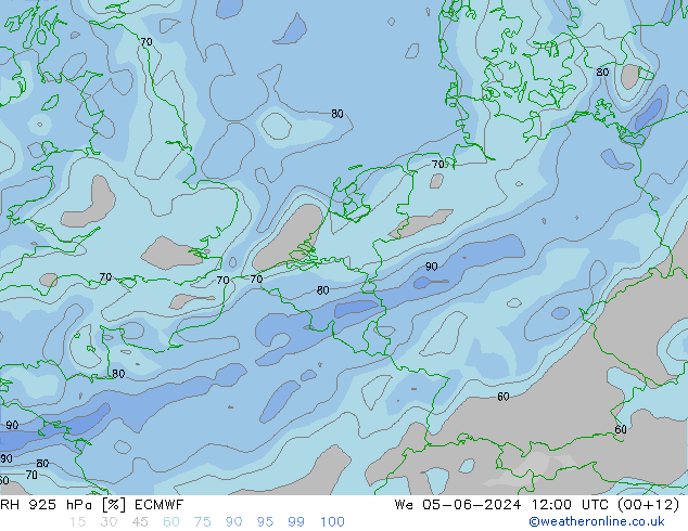 RH 925 hPa ECMWF Mi 05.06.2024 12 UTC