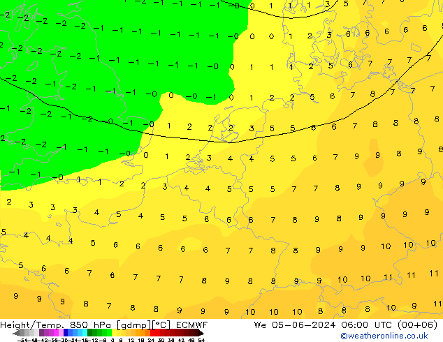 Z500/Rain (+SLP)/Z850 ECMWF śro. 05.06.2024 06 UTC