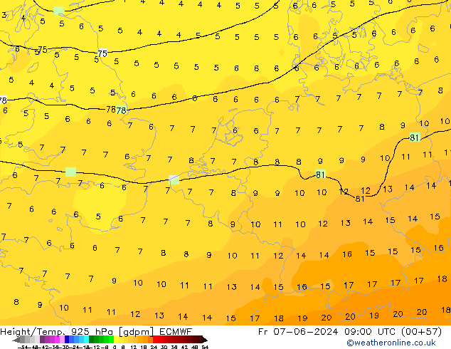 Height/Temp. 925 hPa ECMWF ven 07.06.2024 09 UTC