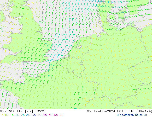 Wind 950 hPa ECMWF St 12.06.2024 06 UTC