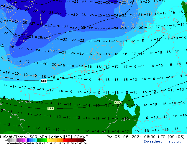 Z500/Regen(+SLP)/Z850 ECMWF wo 05.06.2024 06 UTC